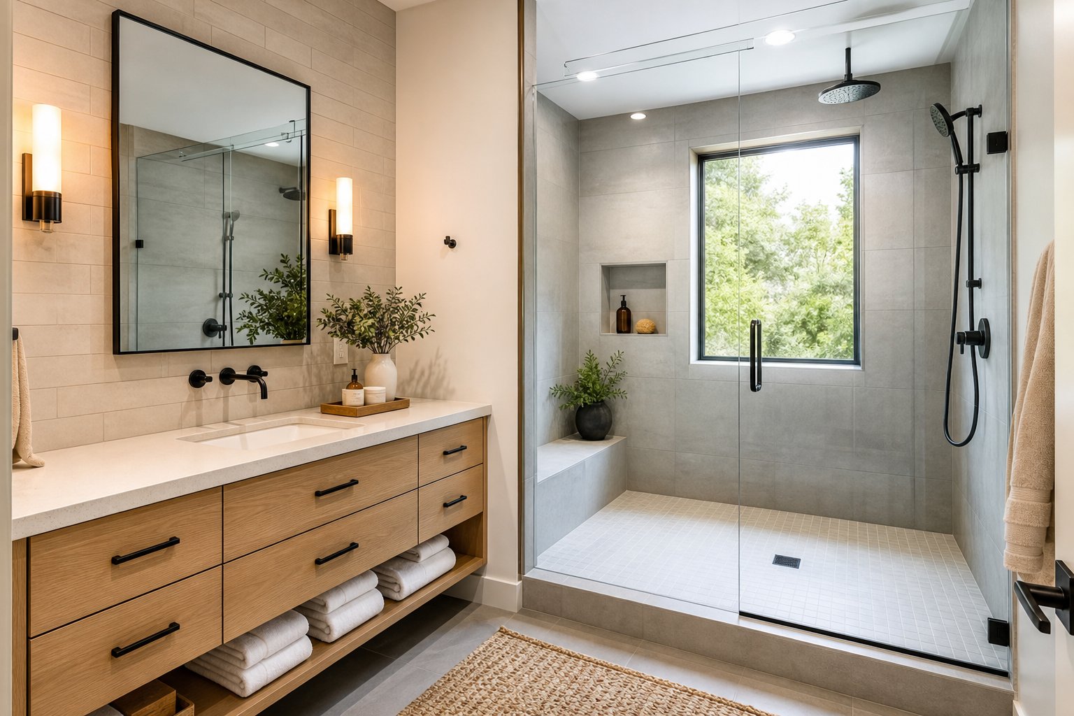 Modern spa-style bathroom remodel