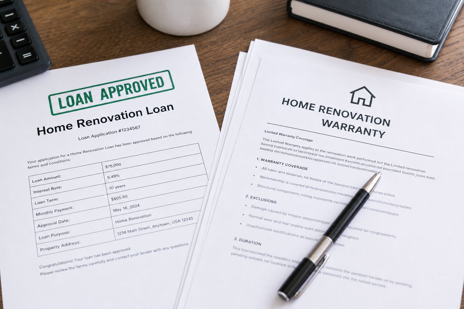 Home loan and warranty documents